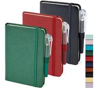 NIRMIRO 3 Pack Small Notebook notepad, A6 Mini Pocket Notebooks Journal for Men & Women Travel Writing, Small Leather Note Book Note Pad with 100Gsm Lined Paper, Black, Red, Green Notebook