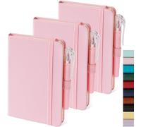 NIRMIRO A6 Small Notebook Notepad Pocket Size, 3 Pack Mini Pink Notebook Journal Bulk for Women Travel Writing Note Taking, 100Gsm Lined Paper Pocket Note Pad with Pen Loop, Ribbon