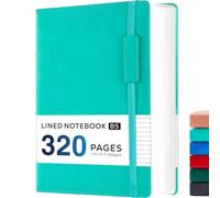 NIRMIRO Hardback Journal Notebook, B5 Note Book Thick Notepad for School Office Work Writing, 320 Pages 100GSM Lined Paper, Leather Cover, Inner Pocket, 19 x 25.4 cm, Teal