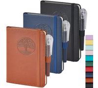 NIRMIRO Small Journal Pocket Notebook for Men/Women, A6 (3.7" x 5.7"), 3 Pack Mini Pocket Journal with Pen, 100GSM Paper, Faux Leather Cover Diary Journal for Writing, Travel, Business, Work & School