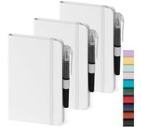 NIRMIRO Small Notebook Pocket Size Journal 3.7" x 5.7" (3 Pack), A6 Mini Notepad with Pen, Small Leather Note Book, 100gsm Lined paper, 408 Pages, White