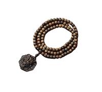 NIRNHYRUR Bracelet 5/5cm Dragon-Marked Beads Paired with 8/9mm Multi-Lap Rosary Sweater Chain Pendant Authentic Indonesian Daragan Agarwood