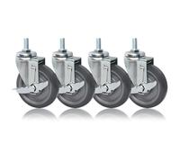 NIRNHYRUR Castor wheels Furniture Castors,2.5 3 4 Inch Heavy DutySet of, M12 Threaded Stem Swivel Casters with Side Brakes, Moving Silent Polyurethane Replacement Industrial(100mm)