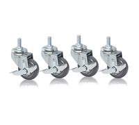 NIRNHYRUR Castor wheels Furniture Castors,2.5 3 4 Inch Heavy DutySet of, M12 Threaded Stem Swivel Casters with Side Brakes, Moving Silent Polyurethane Replacement Industrial(63mm)