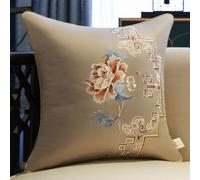 NIRNHYRUR Embroidered cushion 2 Pcs Satin Cushion Covers Chinese Embroidery Throw Pillow Cover Square Silk Pillowcase(Lake Blue C,60 x 60 cm (Pack of 1))