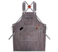 NIRNHYRUR Leather apron Waxed Canvas Tool Apron for Workshop Welding Carpenter with Multiple Pockets(Grey)