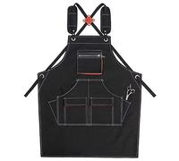 NIRNHYRUR Leather apron Waxed Canvas Tool Apron for Workshop Welding Carpenter with Multiple Pockets(Black)