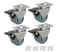 Nirox Set of 4 Furniture castors 50 mm - Heavy duty castors with brake up to 400 kg - Floor-protecting wheels - Swivel trolley castors for indoor and outdoor use - Scratch- rubber castors