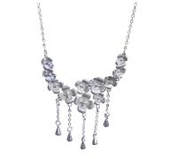 Nirqavol S925 Sterling Silver Necklace with Long Tassel, Elegant Flower Design, 17.3 in plus 2 in Adjustable Chain, Daisy Pendant Jewelry, Gift for Women, for Daily Wear and Special Occasions