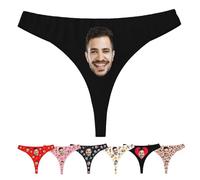 Nirusetty Custom Women's G-Strings Thongs & Tangas With Photo Face Personalised Underwear Panties Hipster Bikini Customized Underwear Funny Gifts For Her Wife Girlfriend