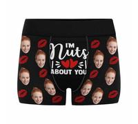 Nirusetty Personalised Boxers For Men Custom Men's Funny Face I Love You Valentines Boxer Shorts Novelty Briefs Underpants Printed With Photo (XS-XXXL)