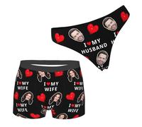 Nirusetty Personalised Matching Underwear For Couples With Photo Face Custom Photo Men Boxer Shorts Women Thong His And Hers Funny Gifts For Valentine's Day