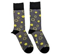 Rock Off officially licensed products Nirvana Ankle Socks Mixed Smile Official Mens Charcoal Grey (UK SIZE 7-11) UK Size 7-11