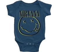 Nirvana Baby Grow Inverse Smiley Band Logo New Official Navy Blue 0 To 24 Months, Navy Blue, XS/0-3 Months