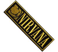 Nirvana Band Logo and Grunge Face Bordered Small Woven Patch One Size