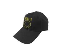 Nirvana Baseball Cap Grunge Face Band - Logo & Smiley - Officially Licensed - Unisex One Size Black