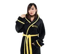 Nirvana Bathrobe Yellow Smile Band Logo Official Black Super Soft Fleece Unisex M