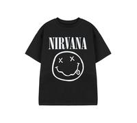 Nirvana Kids T-Shirt | Boys & Girls Short Sleeve Graphic Tee in Black | Classic Grunge Distressed Band Logo Print Apparel Top | Vintage Rock Band Merchandise Gift