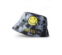 Nirvana Unisex Black and Grey Tie-Dye Bucket Hat | Classic Logo Hat for Adults | Casual Rock Band Headwear | Grungey Sun Protection Accessory