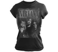 Nirvana Faded Faces Women T-Shirt Black L, 100% Cotton, Regular