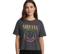Nirvana Cropped Short Sleeved T-Shirt | Womens Charcoal | Official Merch