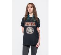 Nirvana Distressed Grunge Smile T-Shirt in Black | Size: Large Nirvana Black L