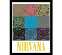 Nirvana Distressed Smiles Framed Poster Nirvana Multicolor