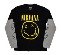 Nirvana Grunge Face Layered Long Sleeve T Shirt XXL Black