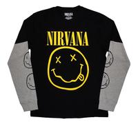 Nirvana Grunge Face Layered Long Sleeve T Shirt L Black