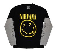 Nirvana Grunge Face Layered Long Sleeve T Shirt S Black