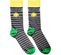 Rock Off officially licensed products Nirvana Grunge Smile Stripes Ankle Socks UK Size 7-11