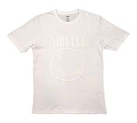 Nirvana Hi-Build White Grunge Smile Band Logo T-Shirt | Size: Medium Nirvana White M