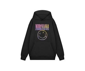 Nirvana Hooded Sweatshirt | Black Multicolour Music Band Logo Classic Top | Front Pocket Long Sleeve Pullover | Unisex Adults Casual Wear | Band Merchandise Sweatshirt