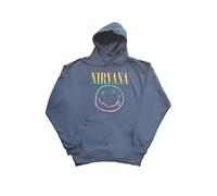 Nirvana Hoodie Sorbet Ray Smiley Band Logo Official Unisex Turquoise Pullover XXL