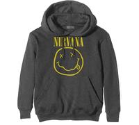 Nirvana Hoodie Yellow Smile Band Logo new Official Mens Charcoal Grey Pullover