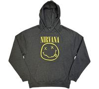 Nirvana Hoodie Yellow Smile Band Logo new Official Mens Charcoal Grey Pullover