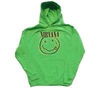 Nirvana Hoodie Inverse Smile Band Logo new Official Unisex Green Pullover