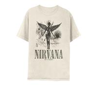 Nirvana in Utero Distressed Logo Adult Short Sleeve T Shirt 90s Grunge Music Vintage Style Graphic Tees, Natural, Medium