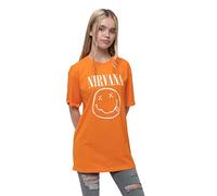Nirvana Kids T Shirt White Smiley Band Logo Official Orange (Ages 5-15yrs) X-Large 11/12 Yrs