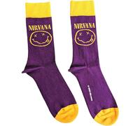 Nirvana Ladies Ankle Socks Yellow Happy Face Purple (UK Size 4-7)