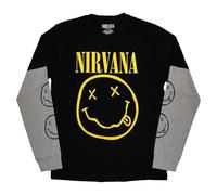 Nirvana Grunge Face Layered Long Sleeve T Shirt L Black