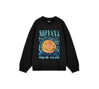 Nirvana Logo Long Sleeve Graphic Tee | Classic Music Band Merch Black Top | Crew Neck Pull On Shirt for Unisex Adults | Come As You Are Design
