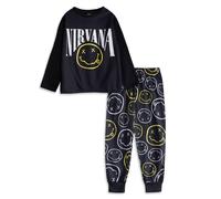 Nirvana Long Sleeve Long Leg Pyjama Set | Unisex Kids Black | Size: 9-10 Years Nirvana Black 9-10 Years