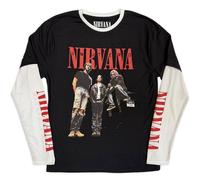 Nirvana Men's In Utero Band Photo Layered Long-Sleeved T-Shirt in Black | Size: XL Nirvana Black XL