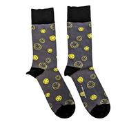 Nirvana Men's Mixed Happy Face Ankle Socks in Charcoal | Size: 4-7 Nirvana Charcoal 4-7