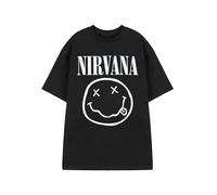 Nirvana Mens T-Shirt | Adults Short Sleeve Graphic Tee in Black Options| Classic Grunge Distressed Band Logo Print Apparel Top | Vintage Rock Band Merchandise Gift