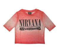 Nirvana Mesh Crop Top T Shirt Nevermind Wavy Logo new Official Womens Pink