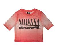 Nirvana Mesh Crop Top T Shirt Nevermind Wavy Logo Official Womens Pink L