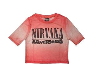 Nirvana Mesh Crop Top T Shirt Nevermind Wavy Logo Official Womens Pink L