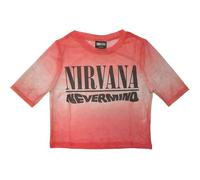 Nirvana Mesh Crop Top T Shirt Nevermind Wavy Logo Official Womens Pink M